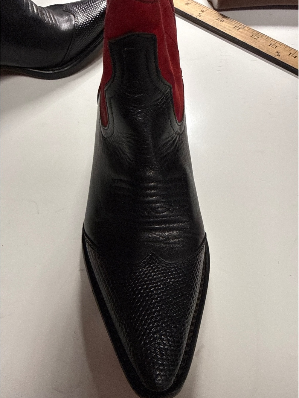 Nine West Black Leather Red Suede Western made in Brazil Cowboy Boots Size 6.5 - Picture 8 of 11